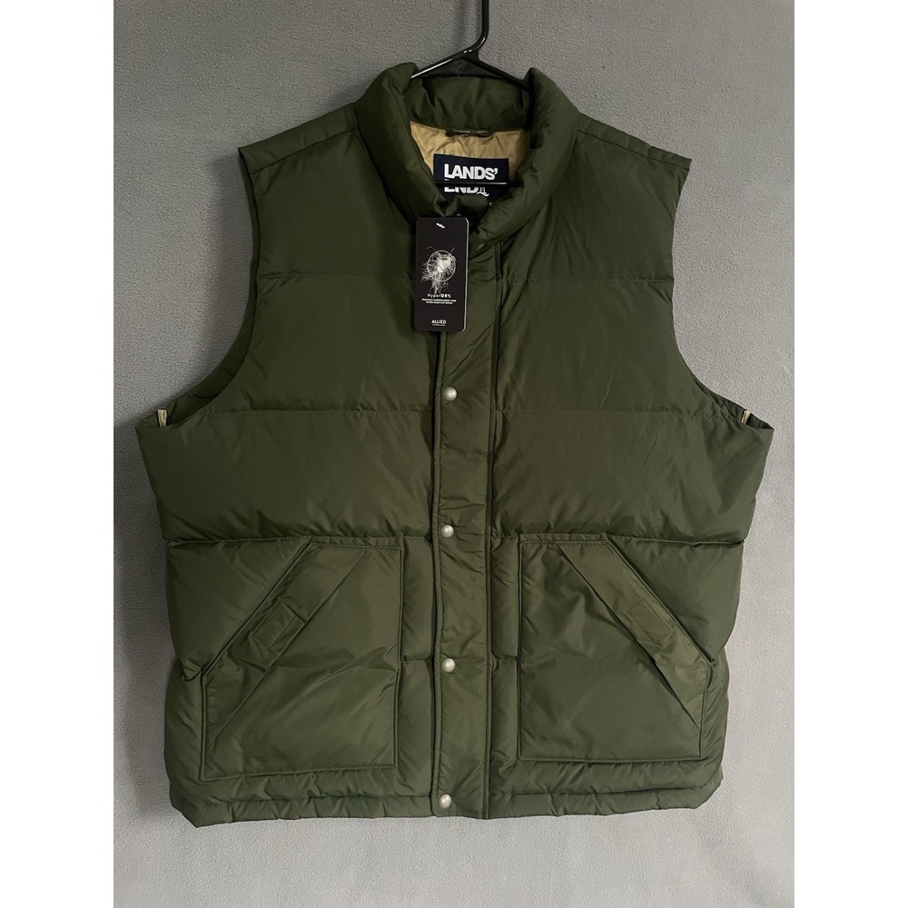 Lands' End Men's Winter HyperDRY 600 Down Vest Olive Green  Xl‎ 46-48